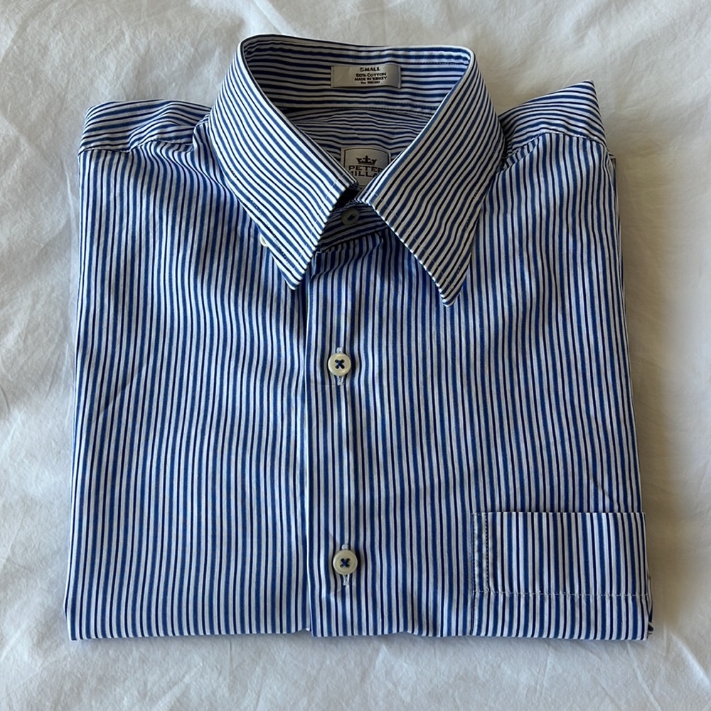 Peter Millar Blue Stripe Dress Shirt